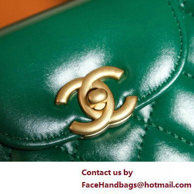 Chanel Shiny Crumpled Calfskin  &  Gold-Tone Metal Mini Shopping Bag AS4416 Green 2025